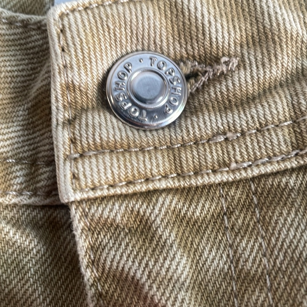 Topshop High-Rise Cropped Zippered Khaki Cargo Jeans in Women’s Size 30 - Picture 4 of 8